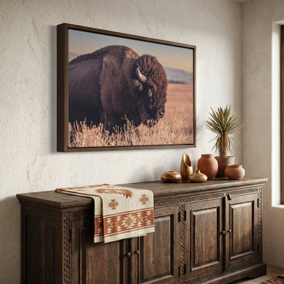 Bison Bull Canvas Print - Wichita Mountains Wildlife Refuge Wall Art Teri James Photography