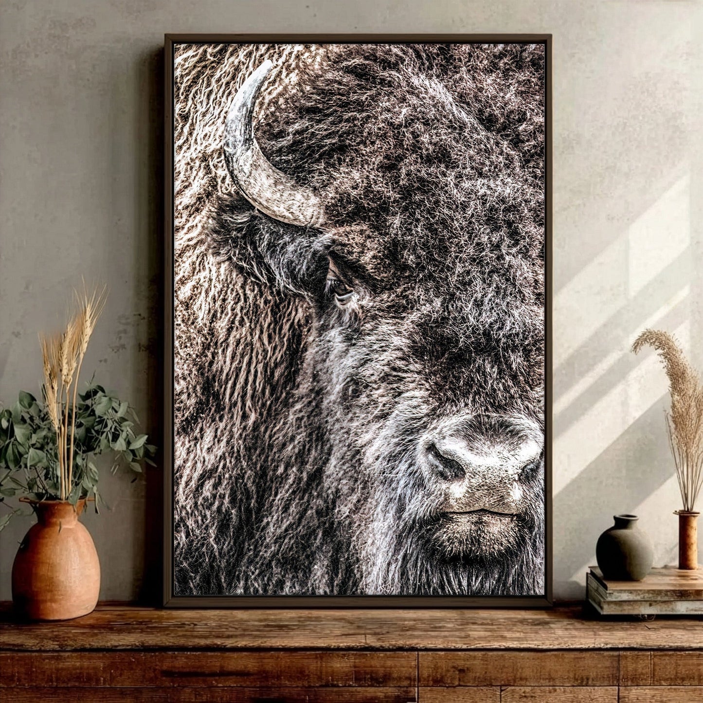 Bison Bull Closeup Photo Canvas Wall Art Teri James Photography