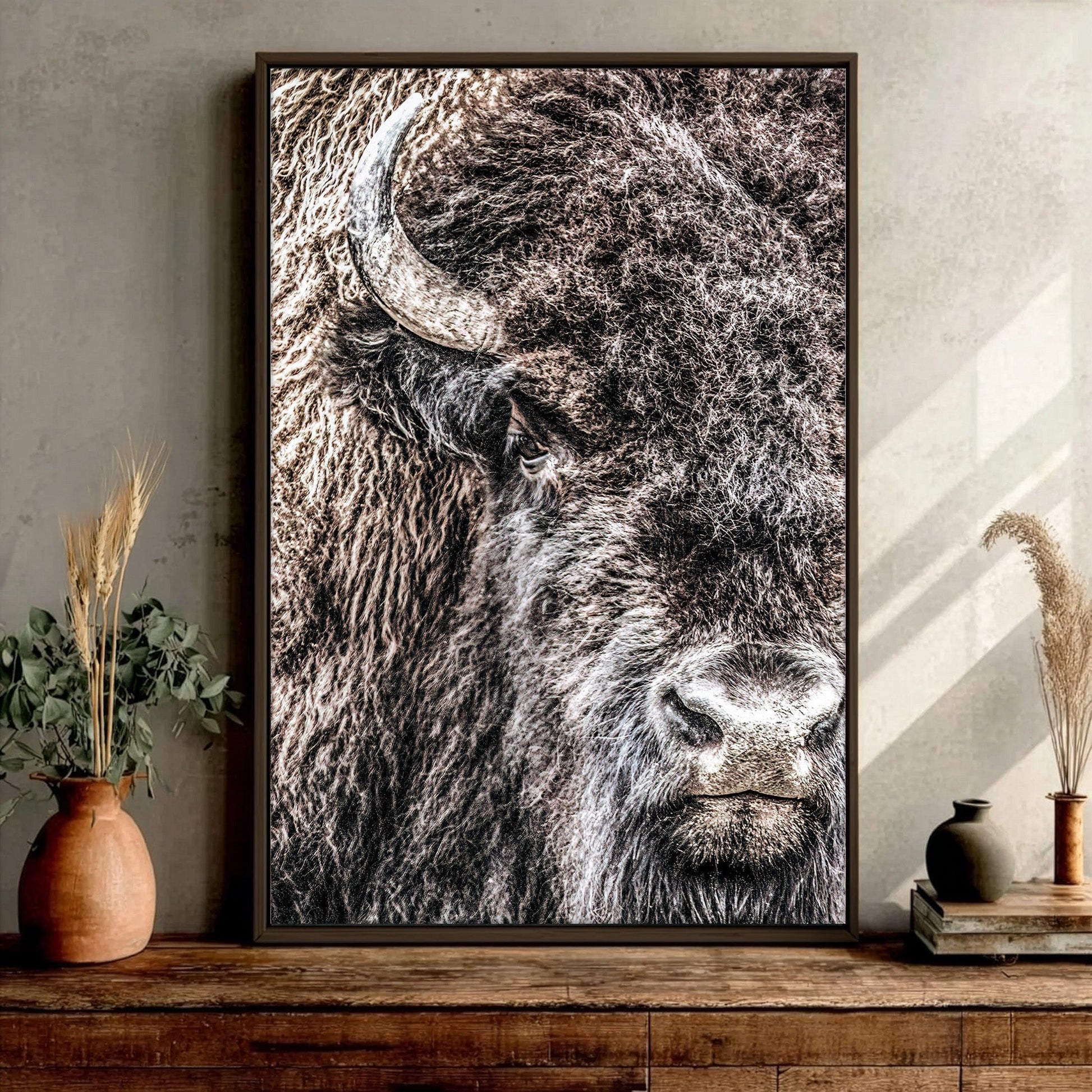 Bison Bull Closeup Photo Canvas Wall Art Teri James Photography