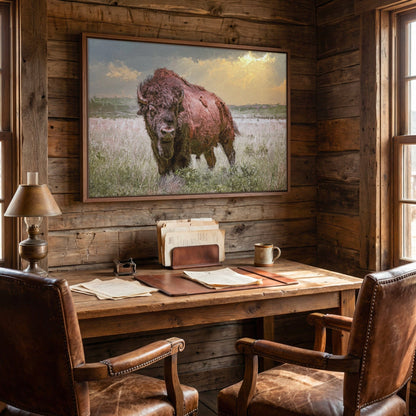 Bison Canvas Print with Painting Effect Wall Art Teri James Photography
