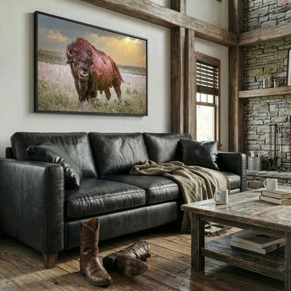 Bison Canvas Print with Painting Effect Wall Art Teri James Photography