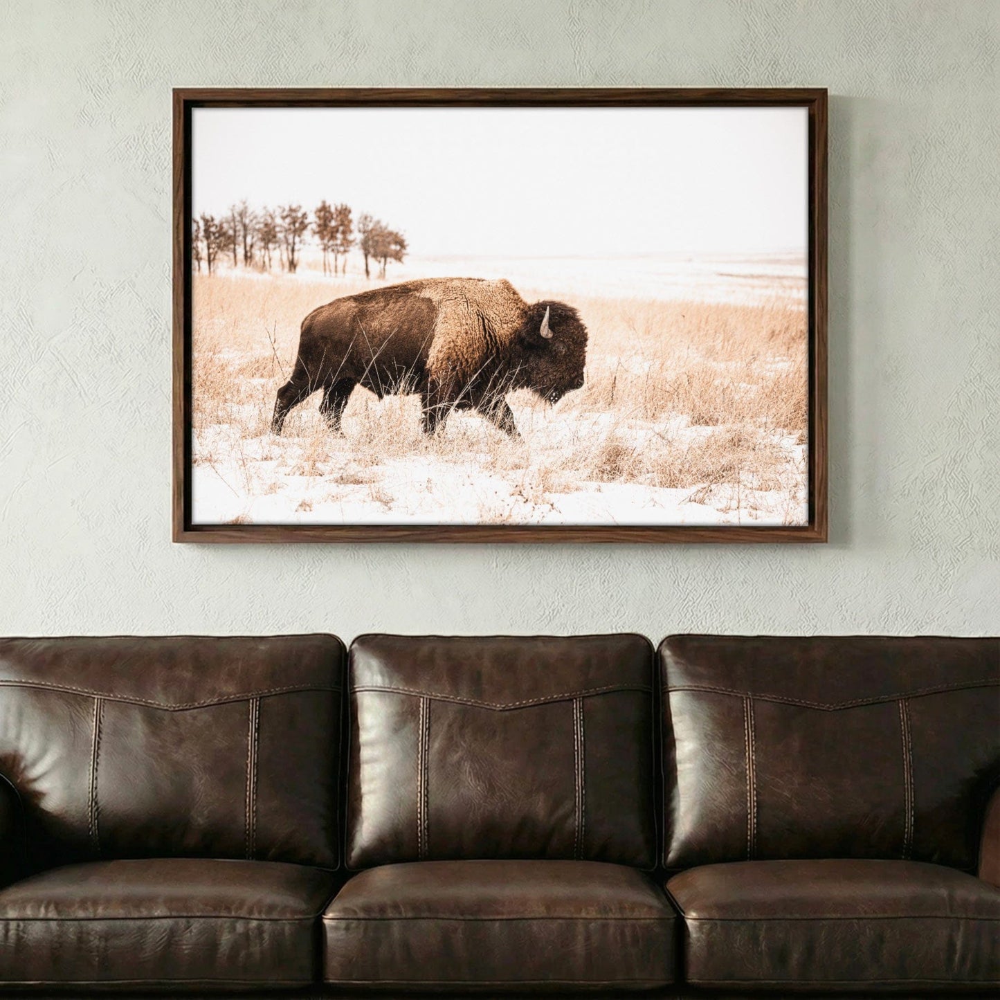 Bison Canvas Wall Art - Brown & Sepia Tone Western Decor Wall Art Teri James Photography