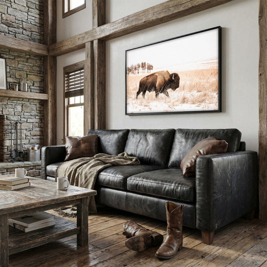 Bison Canvas Wall Art - Brown & Sepia Tone Western Decor Wall Art Teri James Photography