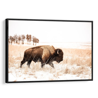 Bison Canvas Wall Art - Brown & Sepia Tone Western Decor Canvas-Black Frame / 12 x 18 Inches Wall Art Teri James Photography