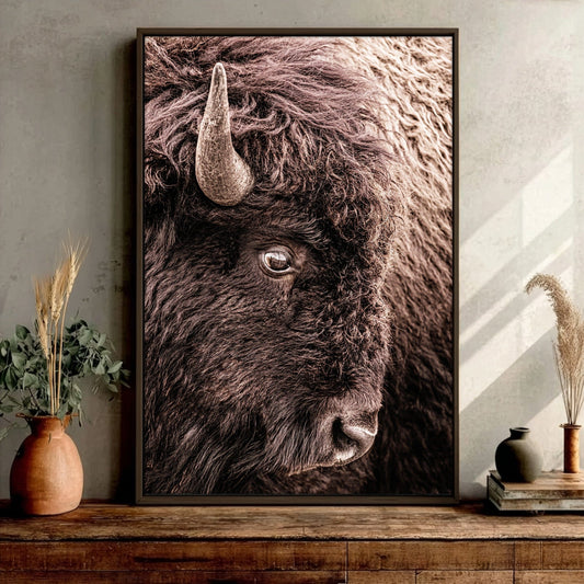 Bison Closeup Vertical Canvas Wall Art Wall Art Teri James Photography