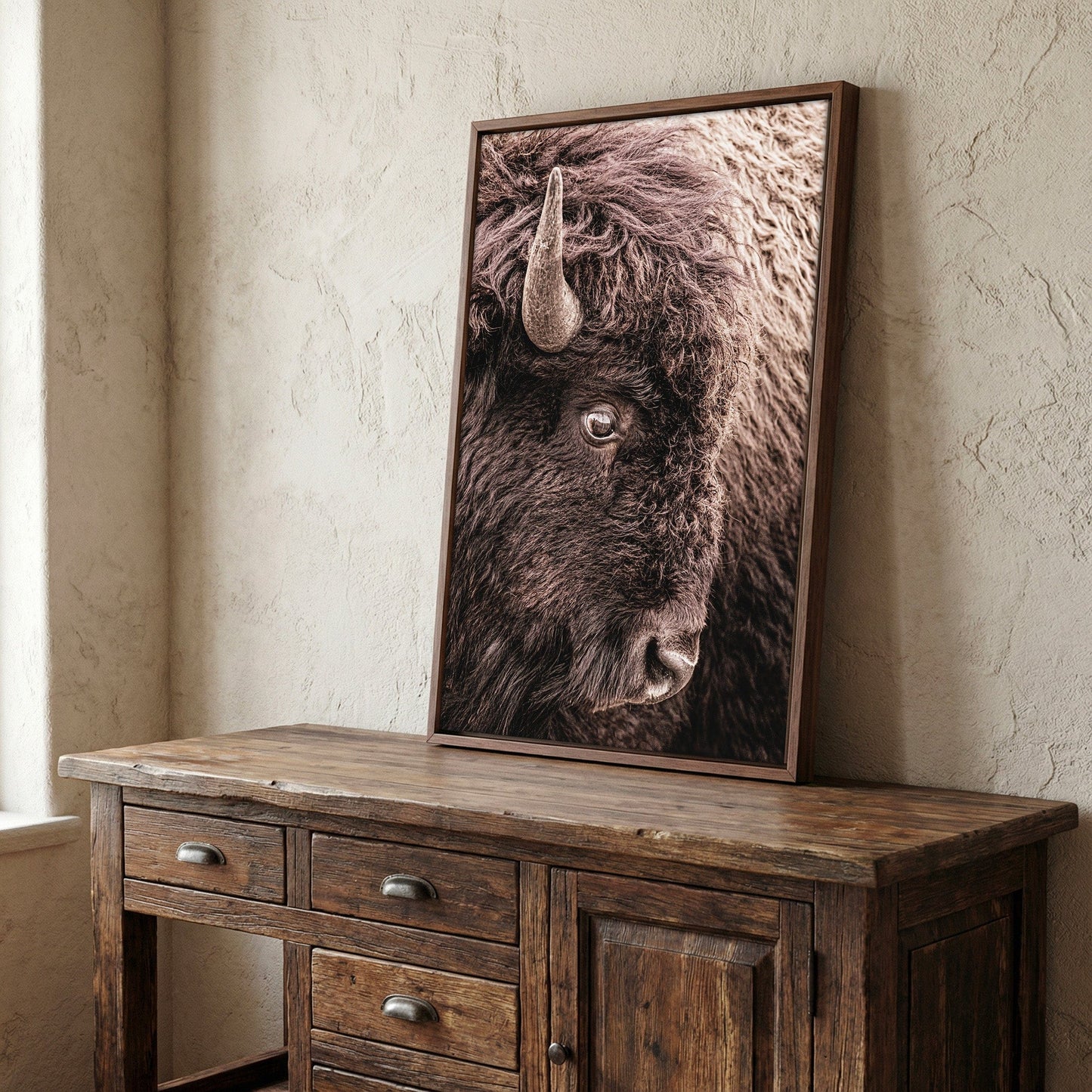 Bison Closeup Vertical Canvas Wall Art Wall Art Teri James Photography