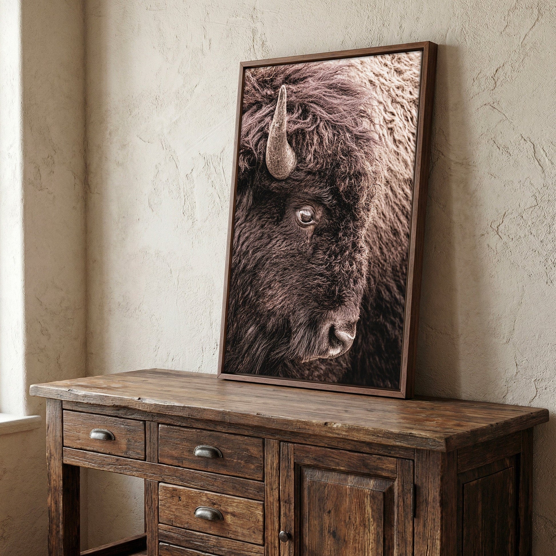 Bison Closeup Vertical Canvas Wall Art Wall Art Teri James Photography