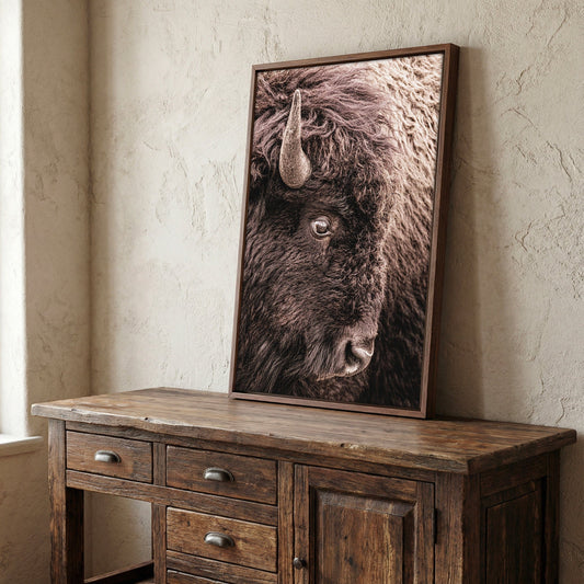 Bison Closeup Vertical Canvas Wall Art Wall Art Teri James Photography