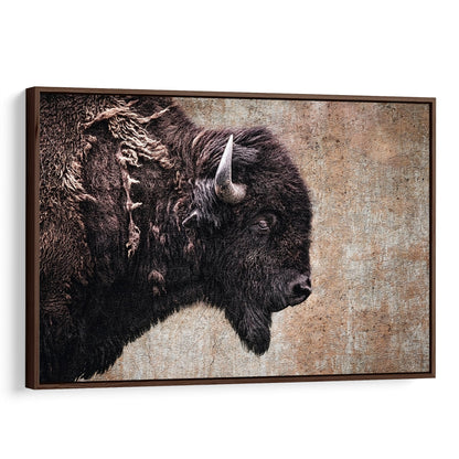 Bison Painting Canvas Wall Art Canvas-Walnut Frame / 12 x 18 Inches Wall Art Teri James Photography