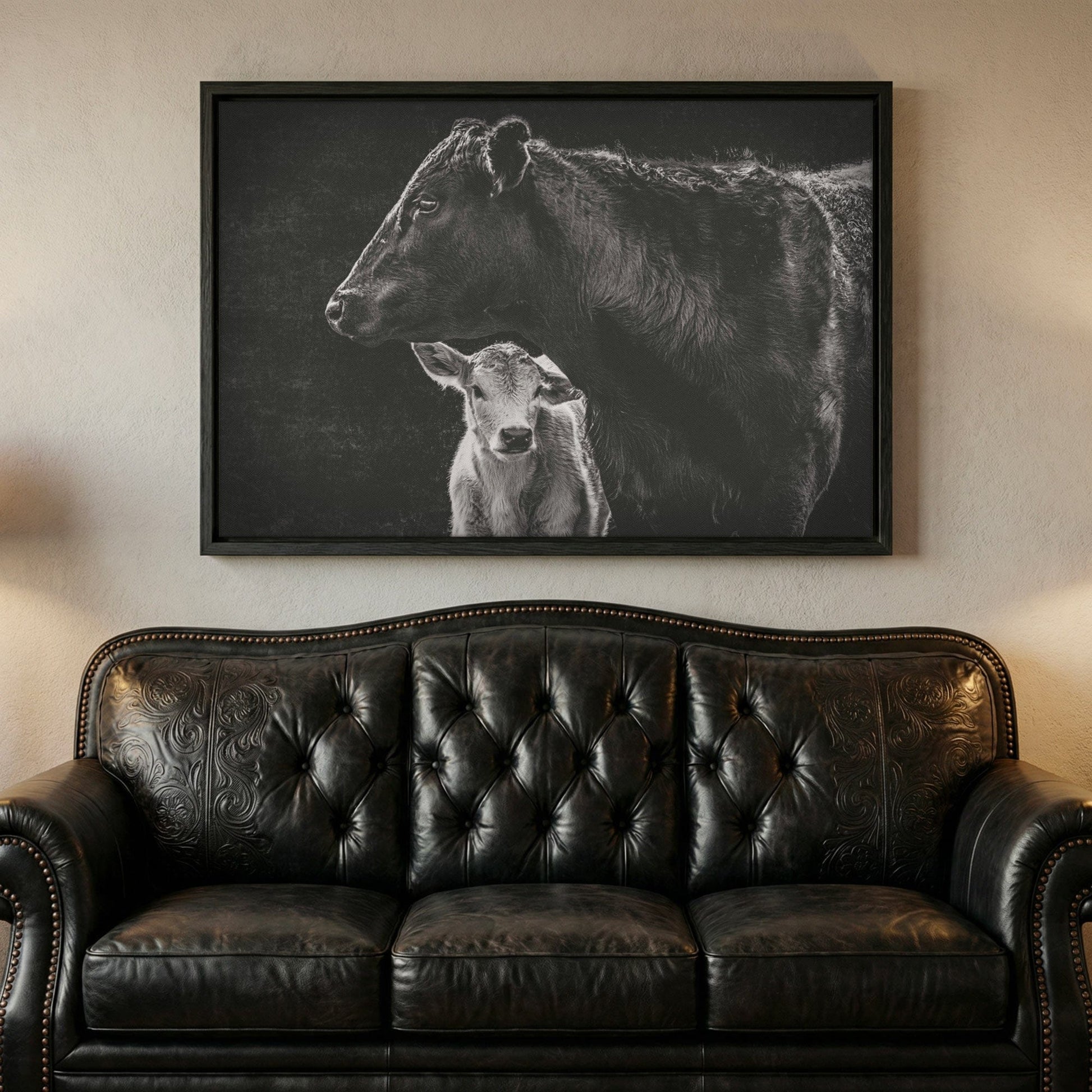 Black Angus Canvas Print - Cow and Calf Print - Western Wall Art Decor Wall Art Teri James Photography