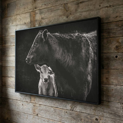 Black Angus Canvas Print - Cow and Calf Print - Western Wall Art Decor Wall Art Teri James Photography