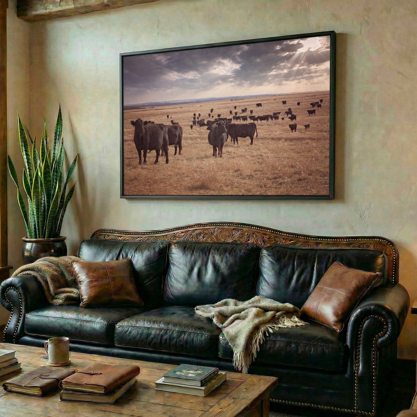 Black Angus Canvas Print – Rustic Prairie Cattle Wall Art for Home Decor Wall Art Teri James Photography