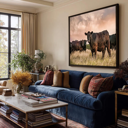 Black Angus Cattle at Sunset - Angus Cows Wall Art Canvas Wall Art Teri James Photography