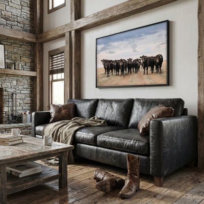 Black Angus Cattle Decor - Blue Oklahoma Sky Wall Art Teri James Photography