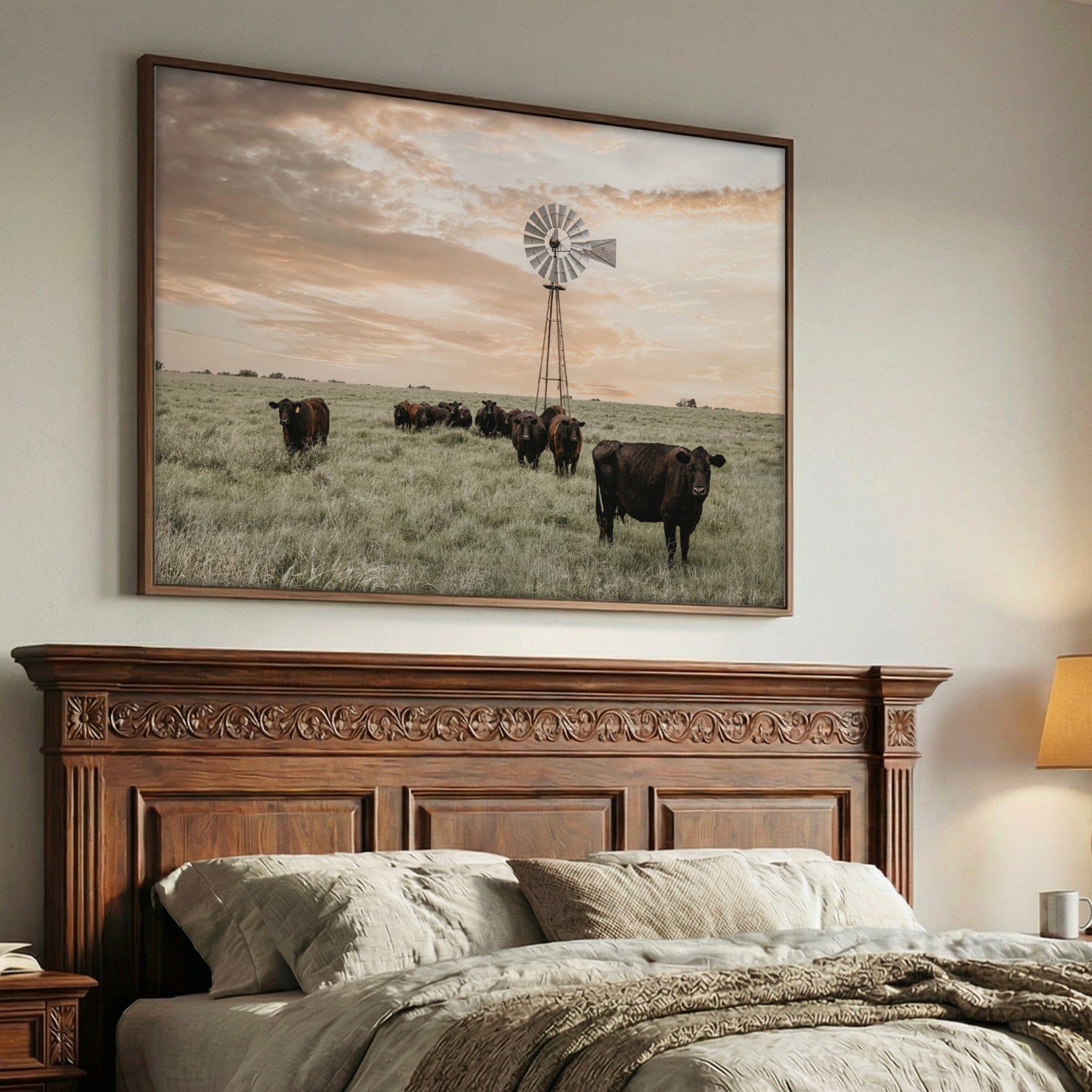 Black Angus Cattle Rustic Windmill Art – Farmhouse Wall Decor & Country Life Artwork Wall Art Teri James Photography