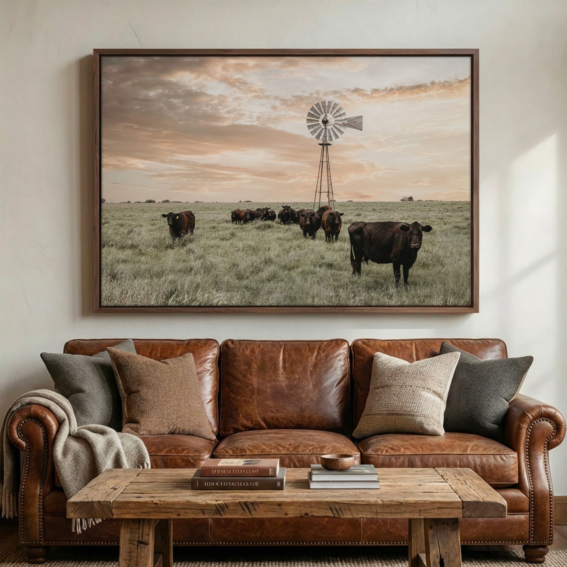 Black Angus Cattle Rustic Windmill Art – Farmhouse Wall Decor & Country Life Artwork Wall Art Teri James Photography