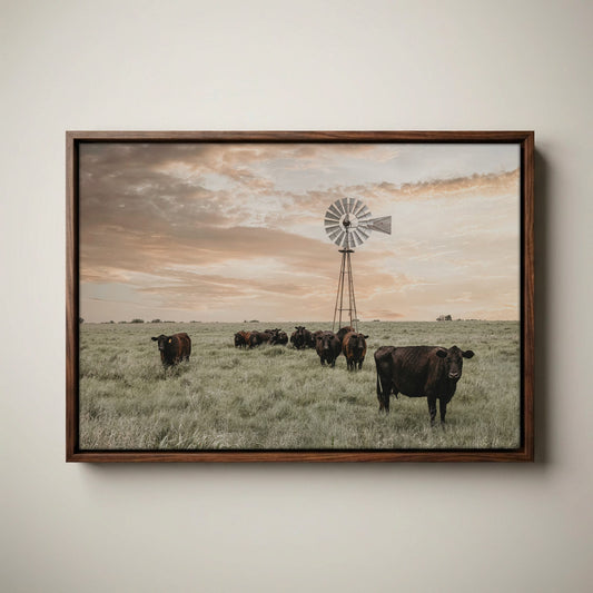 Black Angus Cattle Rustic Windmill Art