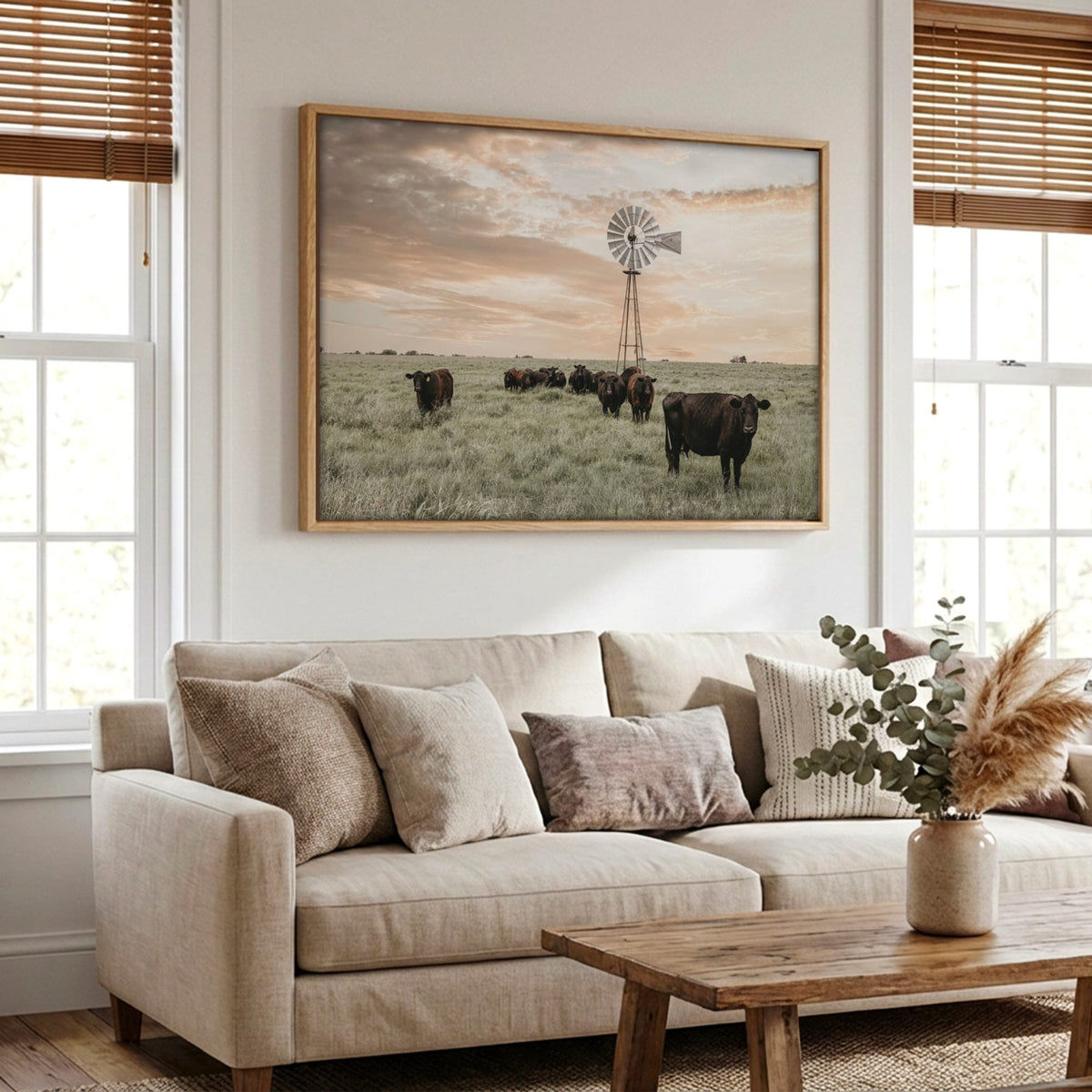Black Angus Cattle Rustic Windmill Art