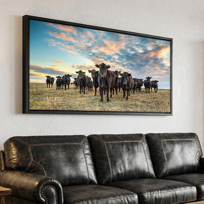 Black Angus Panoramic Art - Western Panorama Canvas Wall Art Teri James Photography