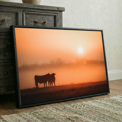 Black Angus Sunrise Print – Orange Ranch Style Wall Decor Wall Art Teri James Photography