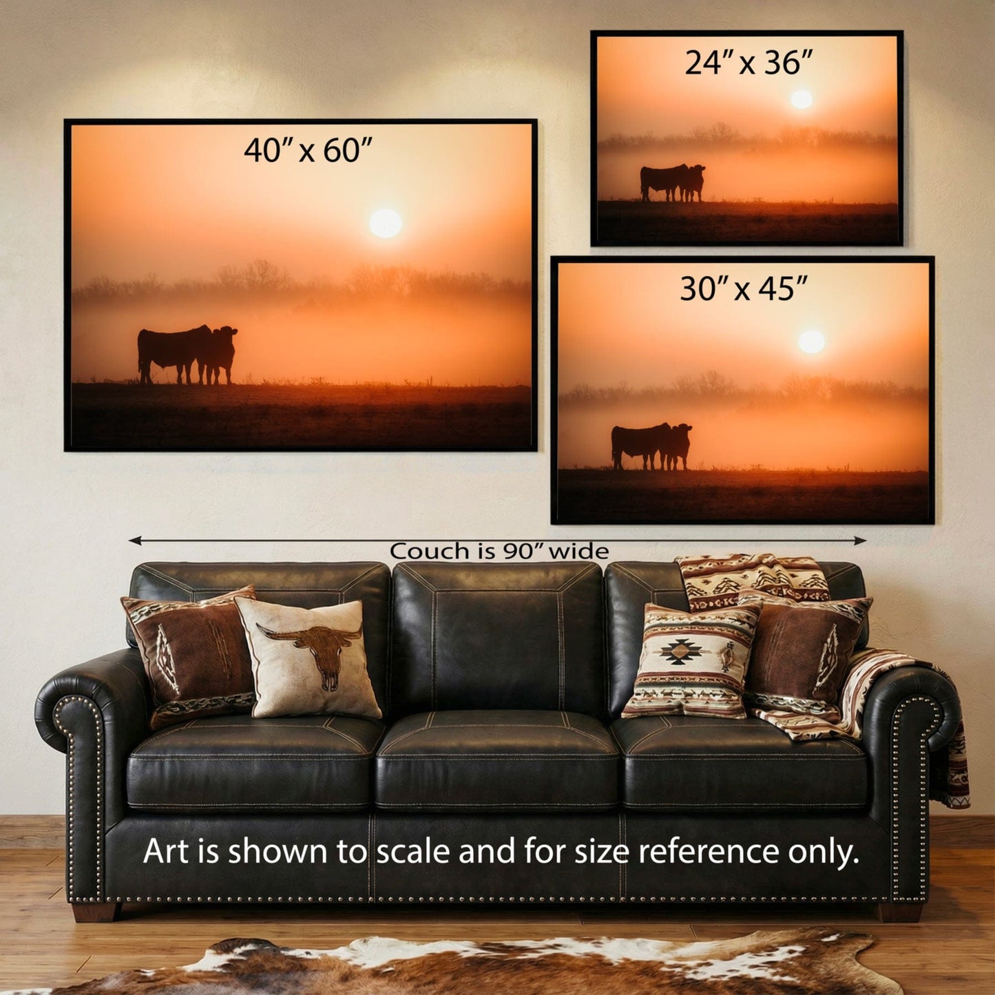 Black Angus Sunrise Print – Orange Ranch Style Wall Decor Wall Art Teri James Photography