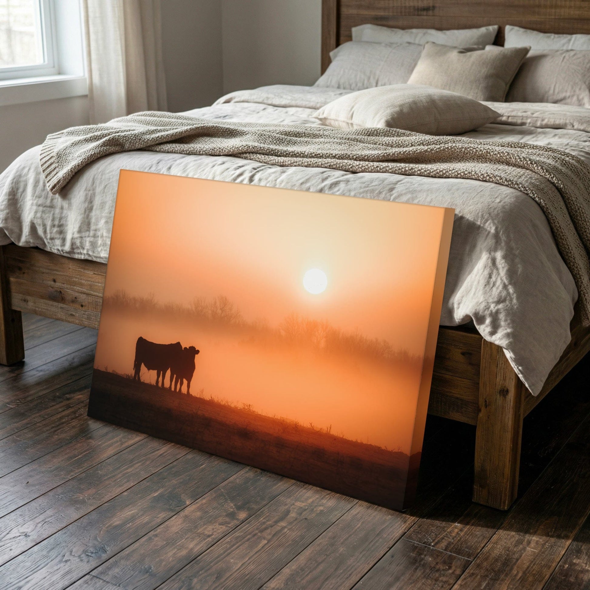 Black Angus Sunrise Print – Orange Ranch Style Wall Decor Wall Art Teri James Photography