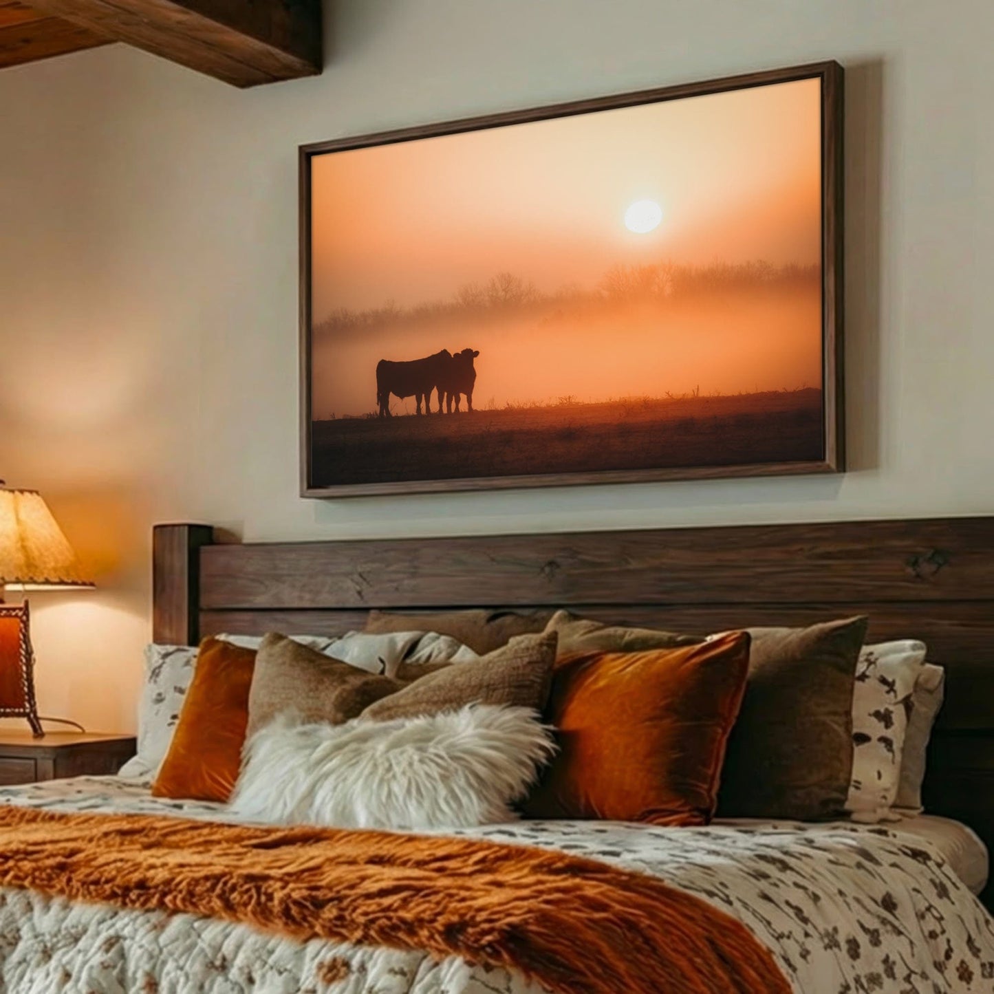 Black Angus Sunrise Print – Orange Ranch Style Wall Decor Wall Art Teri James Photography