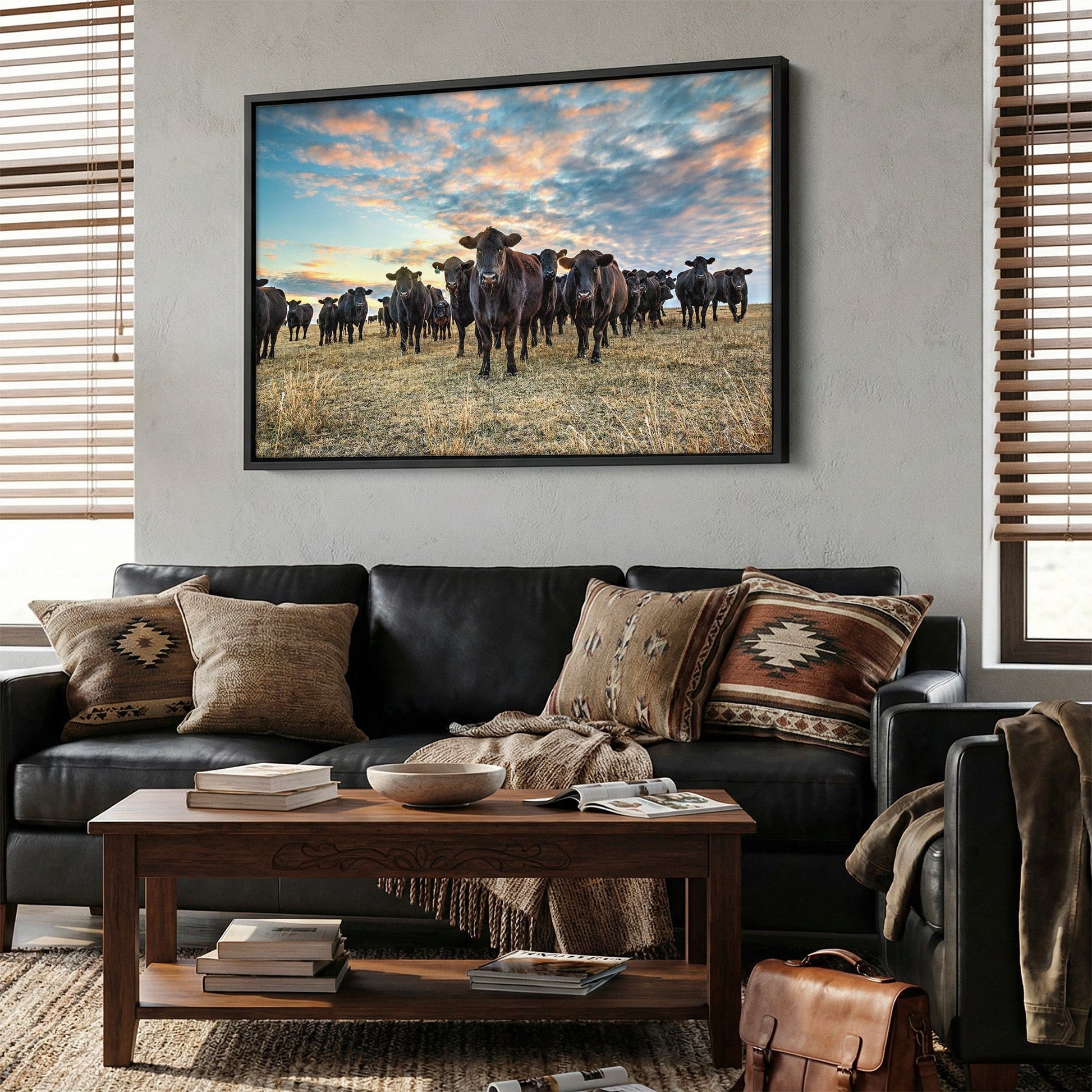 Black Angus Wall Art - Cows at Sunset Wall Art Teri James Photography