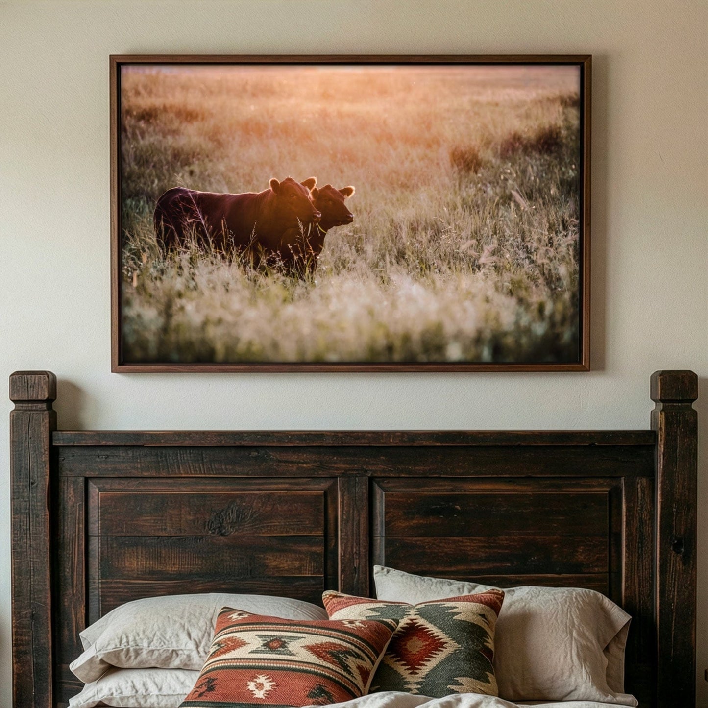 Black Angus Wall Art - Large Rustic Western Canvas Print for Living Room Decor Wall Art Teri James Photography