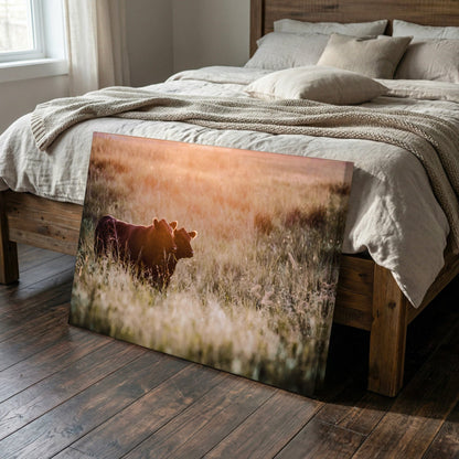 Black Angus Wall Art - Large Rustic Western Canvas Print for Living Room Decor Wall Art Teri James Photography