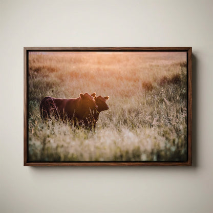 Black Angus Wall Art - Large Rustic Western Canvas