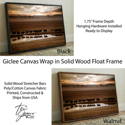 Black Angus Wall Art - Rustic Animal Print With Brown Tone Artwork Canvas-Black Frame / 12 x 18 Inches Wall Art Teri James Photography