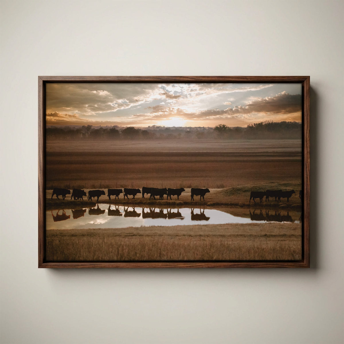 Black Angus Wall Art - Rustic Animal Print With Brown Tone