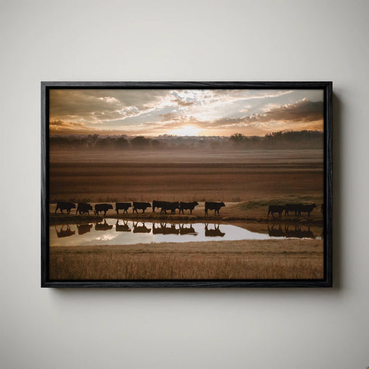 Black Angus Wall Art - Rustic Animal Print With Brown Tone