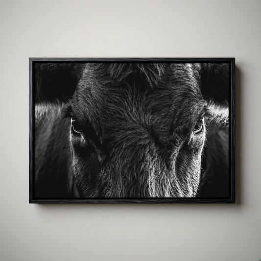 Black Angus Wall Art – Rustic Black and White Cow
