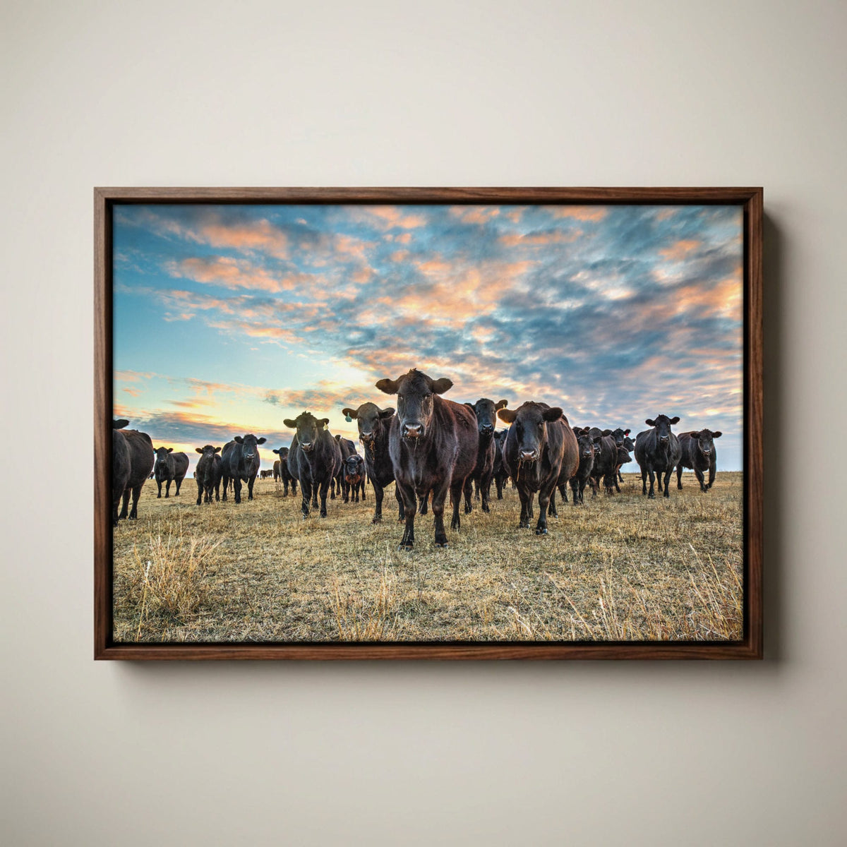 Black Angus Wall Art - Rustic Western Landscape