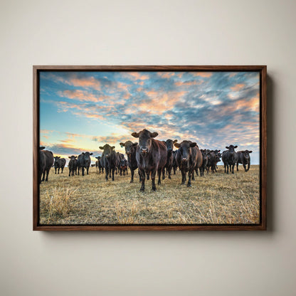Black Angus Wall Art - Rustic Western Landscape