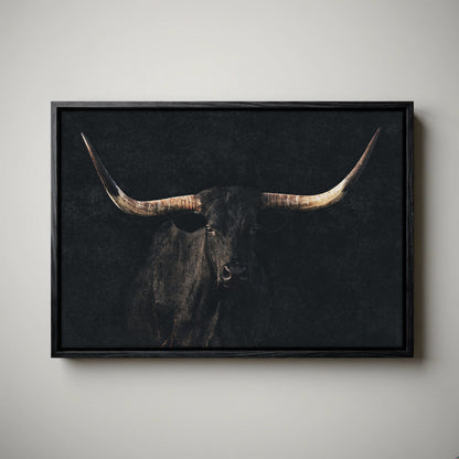 Black Longhorn Canvas Wall Art – Elegant Western Decor