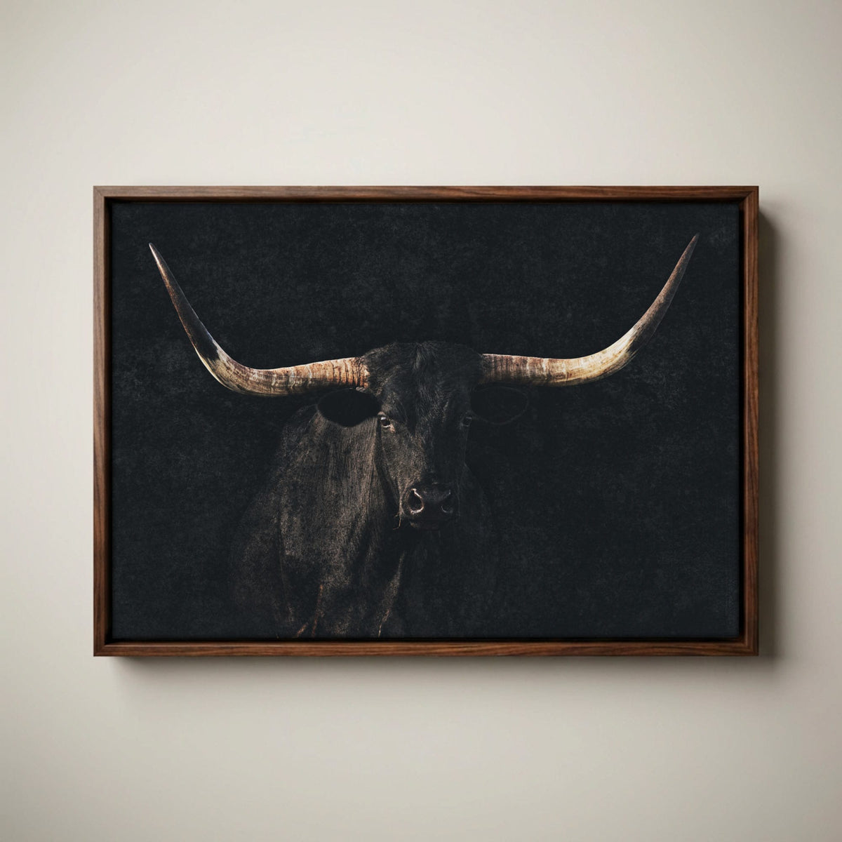 Black Longhorn Canvas Wall Art – Elegant Western Decor