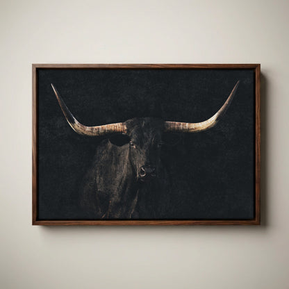 Black Longhorn Canvas Wall Art – Elegant Western Decor