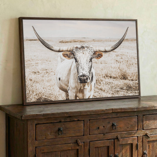 Boho Western Decor Art - Longhorn Photography Canvas Print Wall Art Teri James Photography