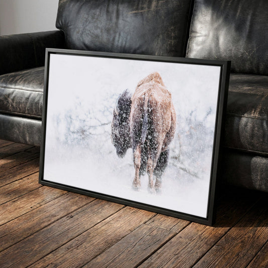 Buffalo Canvas Art – Rustic Bison Wall Art for Living Room Decor Canvas-Black Frame / 12 x 18 Inches Wall Art Teri James Photography