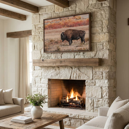 Buffalo Wall Decor - Rustic Buffalo Canvas With Yellowstone Bison Print Wall Art Teri James Photography