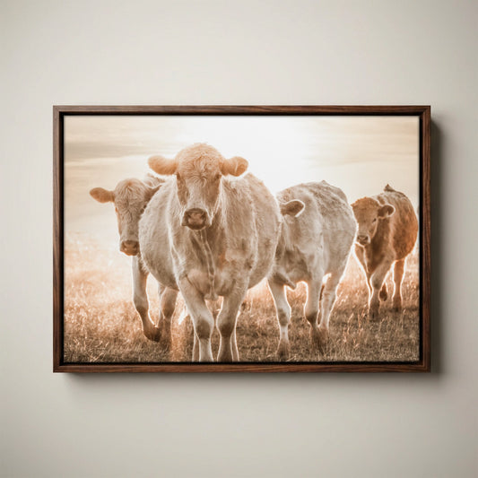 Charolais Cattle Canvas – Rustic Farmhouse Wall Art