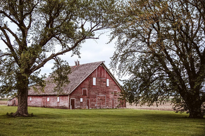 Country Wall Decor - Old Red Barn Paper Photo Print / 12 x 18 Inches Wall Art Teri James Photography