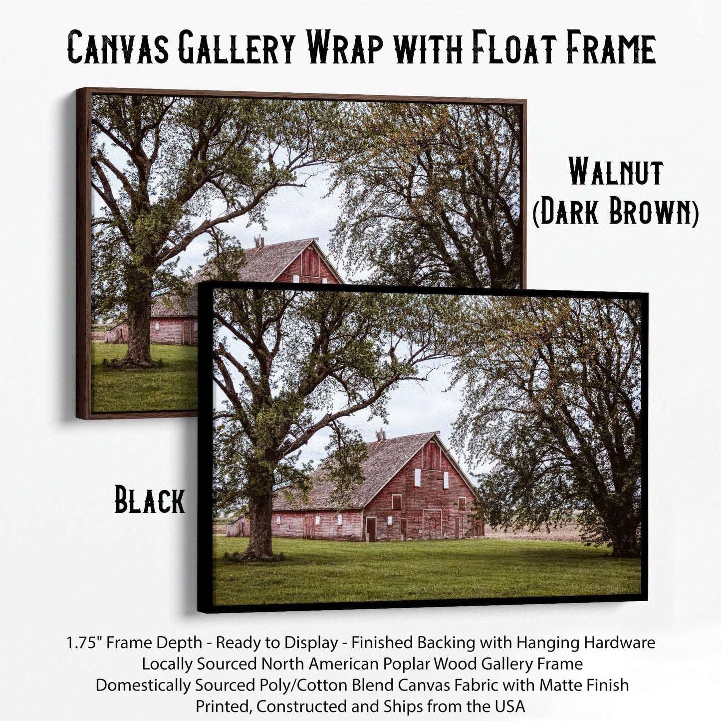 Country Wall Decor - Old Red Barn Canvas-Black Frame / 12 x 18 Inches Wall Art Teri James Photography