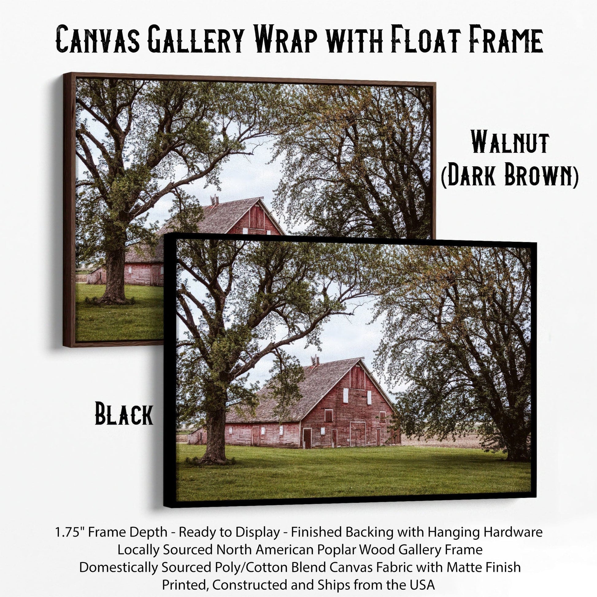 Country Wall Decor - Old Red Barn Canvas-Black Frame / 12 x 18 Inches Wall Art Teri James Photography