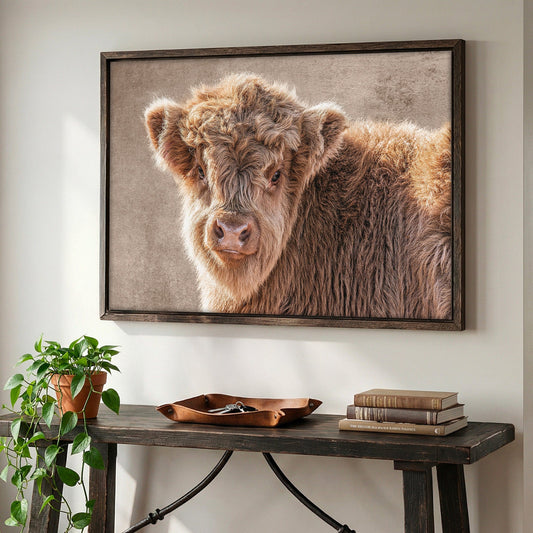 Cow Nursery Wall Canvas - Scottish Highland Calf Wall Art Teri James Photography