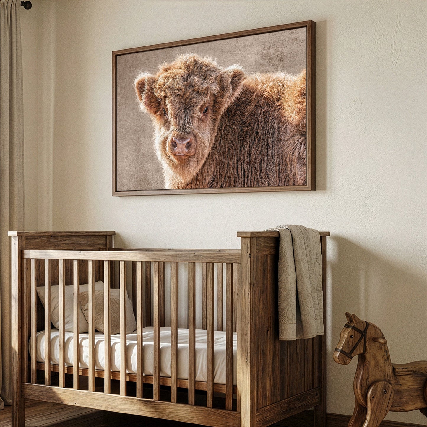 Cow Nursery Wall Canvas - Scottish Highland Calf Wall Art Teri James Photography