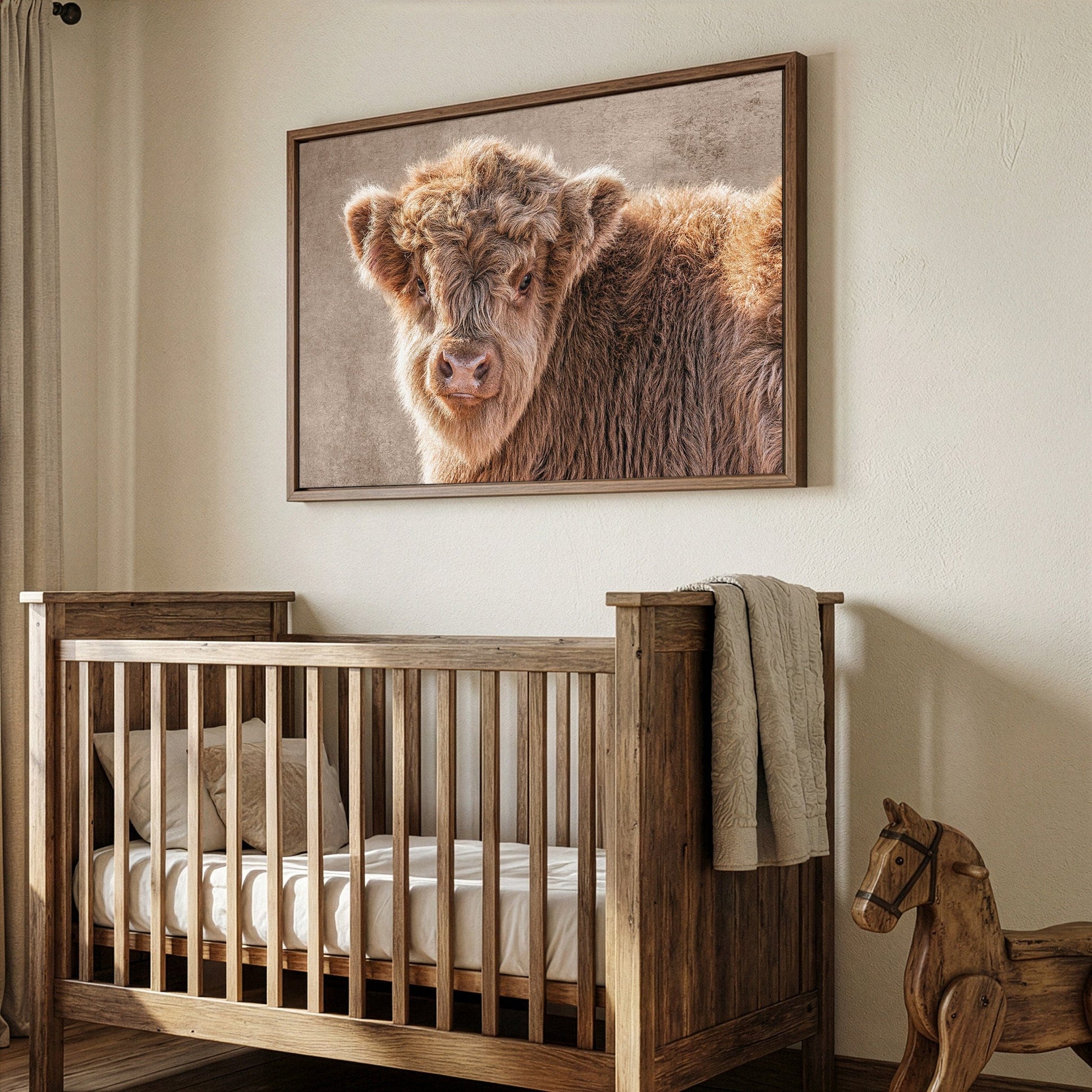 Cow Nursery Wall Canvas - Scottish Highland Calf Wall Art Teri James Photography